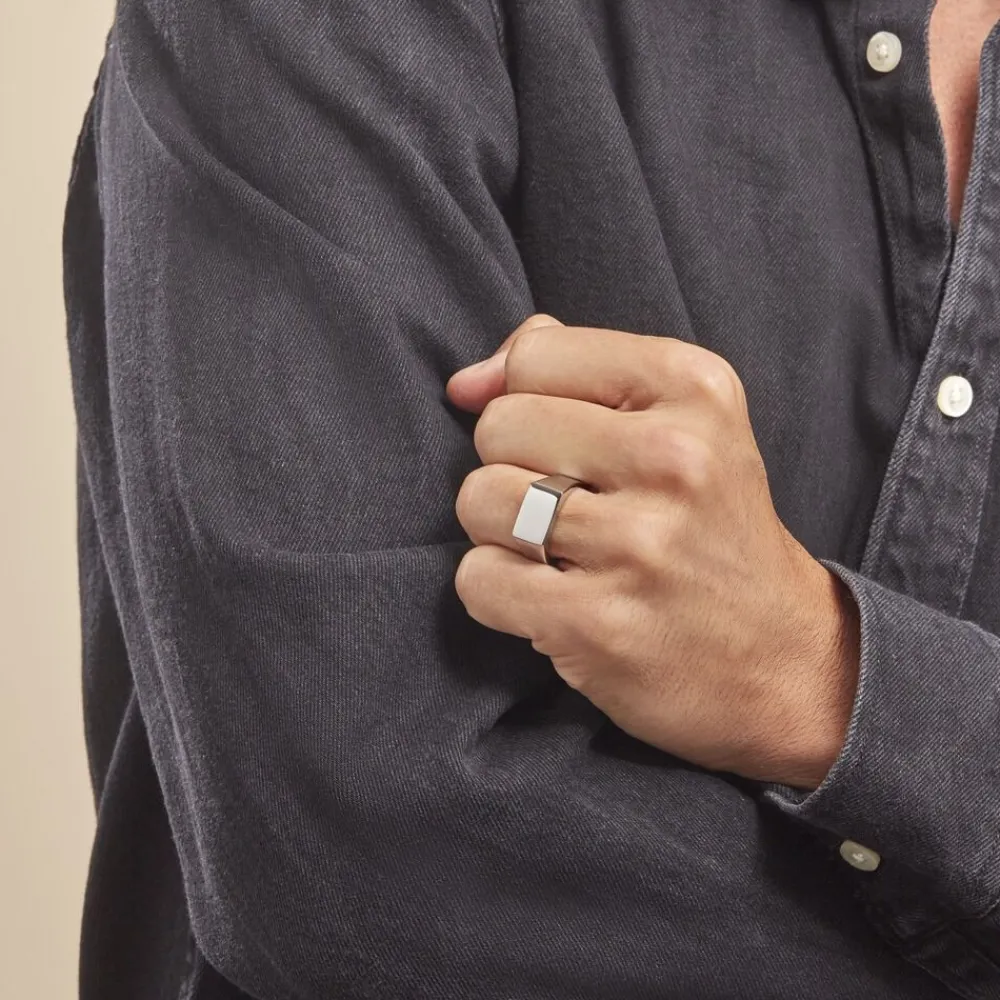 Marc Orian Bagues Homme|Bagues > Chevalière Acier Gris Luciano