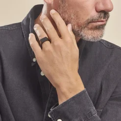 Marc Orian Bagues Homme|Bagues > Chevalière Acier Noir Luciano