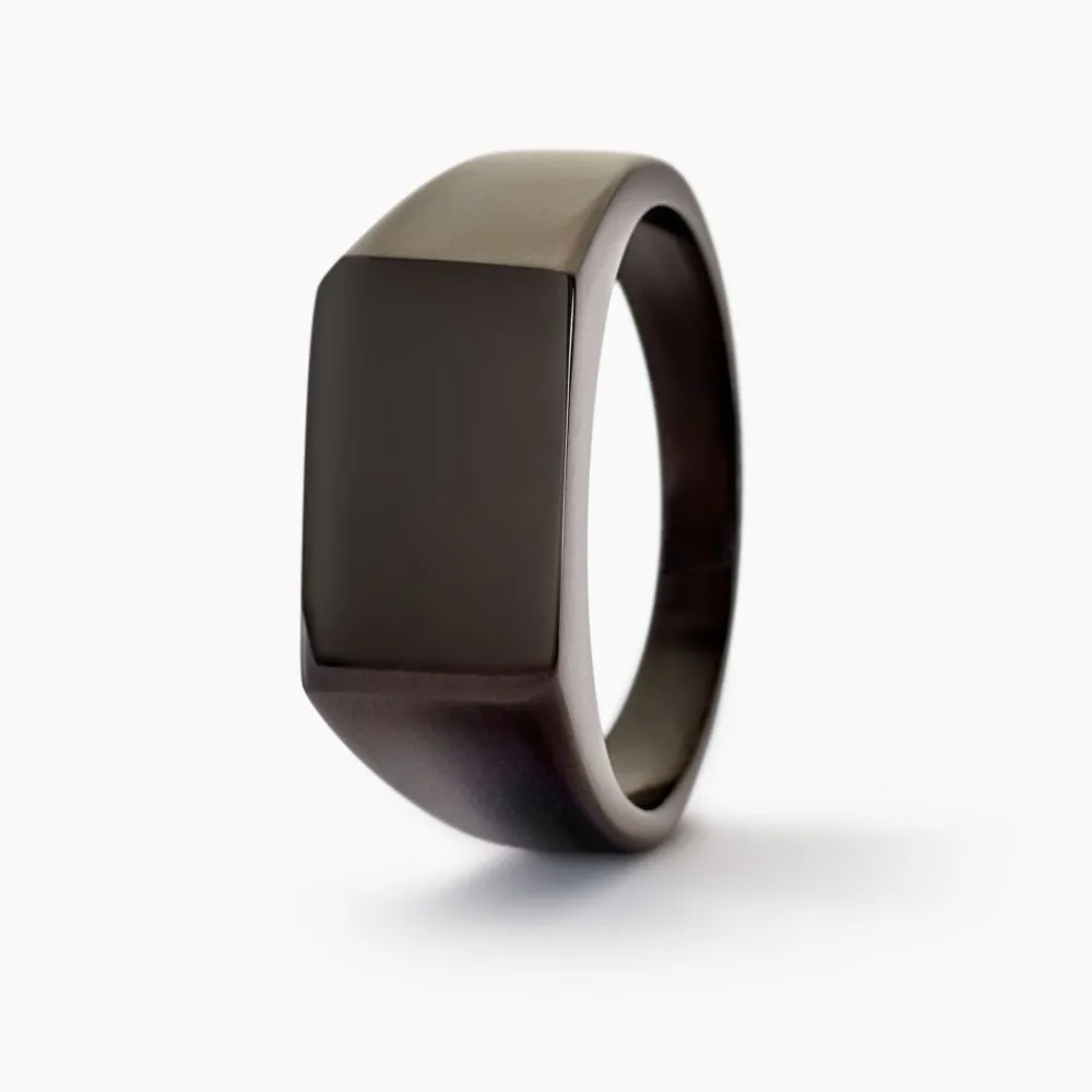 Marc Orian Bagues Homme|Bagues > Chevalière Acier Noir Luciano