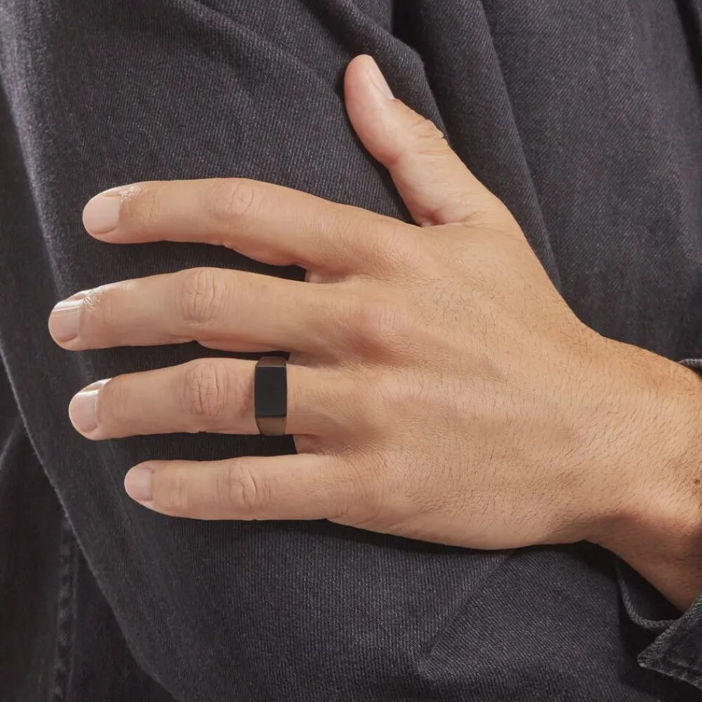Marc Orian Bagues Homme|Bagues > Chevalière Acier Noir Luciano