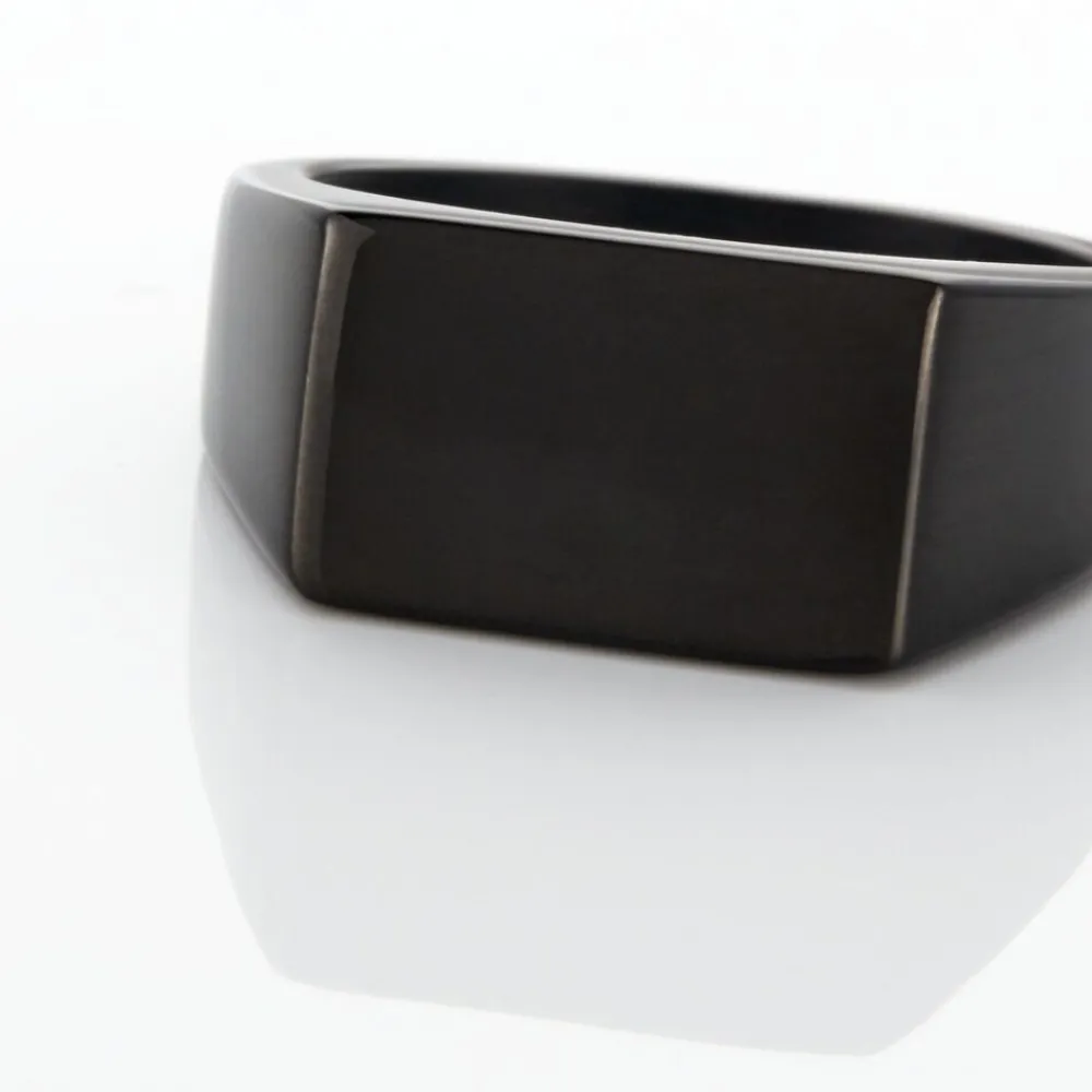 Marc Orian Bagues Homme|Bagues > Chevalière Acier Noir Luciano