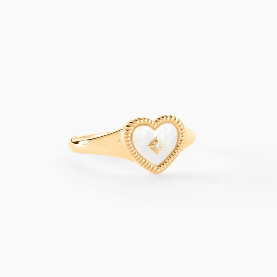 Chevalière Bronte Or Jaune Nacre Diamant