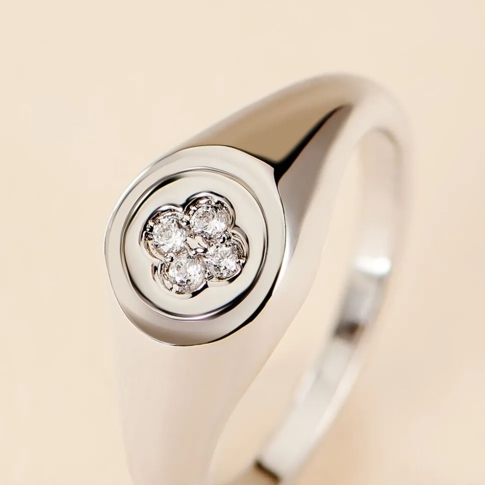 Chevalière Chesley Argent Blanc Oxyde De Zirconium