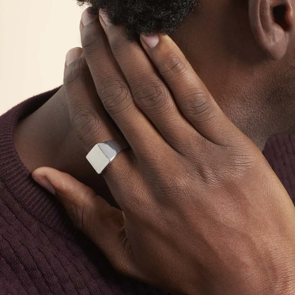 Marc Orian Idées Cadeaux Homme|Bagues > Chevalière Cillian Argent Blanc