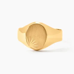 Chevalière Deimos Ovale Diamantee Soleil Or Jaune