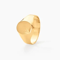 Chevalière Deimos Ovale Diamantee Soleil Or Jaune