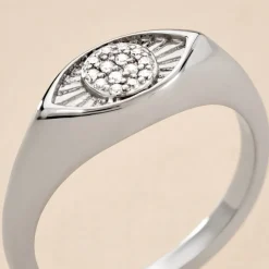 Chevalière Evalyn Argent Blanc Oxyde De Zirconium