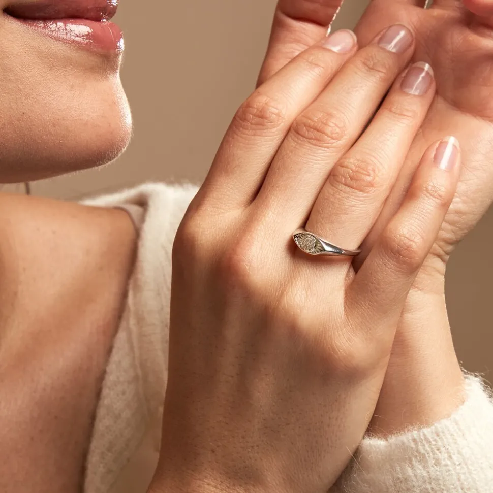 Chevalière Evalyn Argent Blanc Oxyde De Zirconium