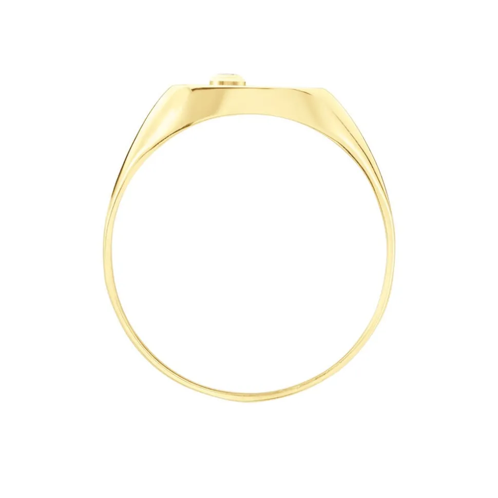 Chevalière Glynn Or Jaune Onyx Diamant