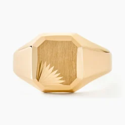 Chevalière Gregg Carree Diamantee Soleil Or Jaune