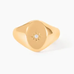 Chevalière Gwennen Plaqué Or Oxyde De Zirconium