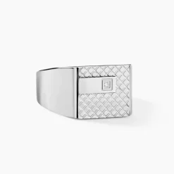 PHEBUS HIM Idées Cadeaux Homme|Bagues > Chevalière Acier Blanc Diamant