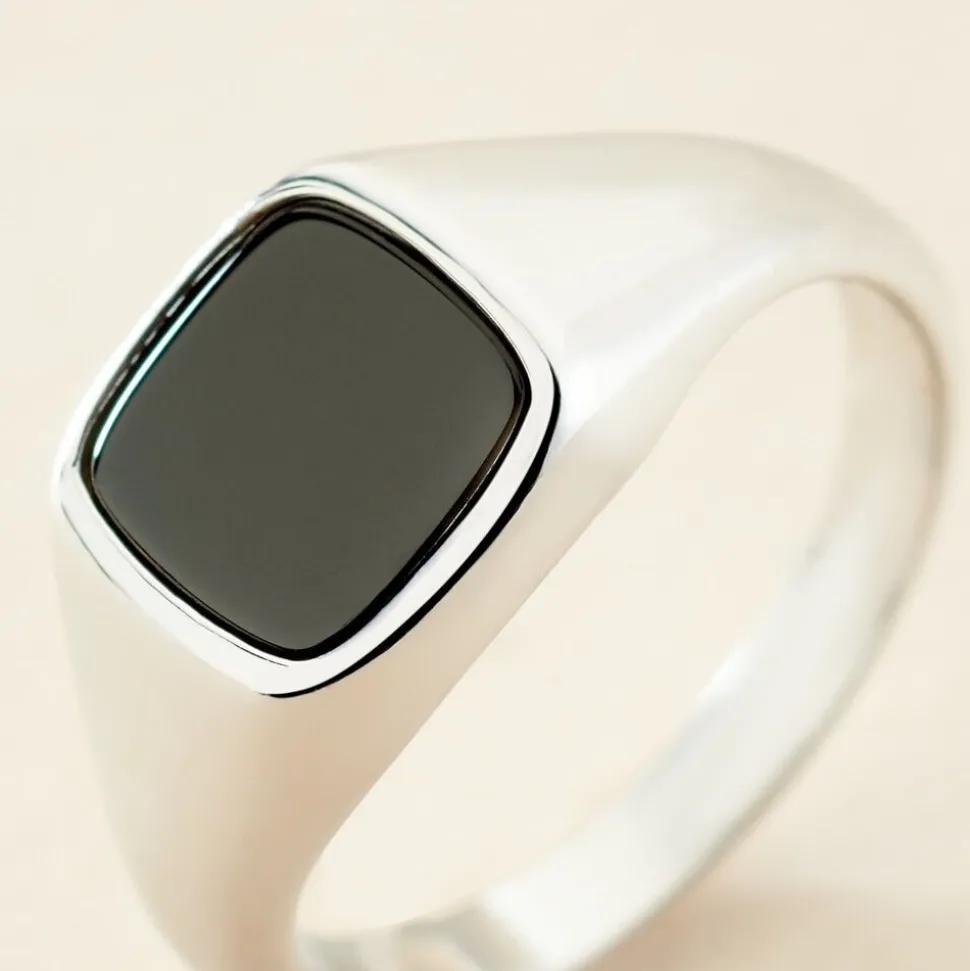 Chevalière Renelia Argent Blanc Blanc Onyx