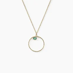 Collier Acier Doré Amazonite