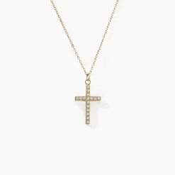 Collier Acier Doré Cristal