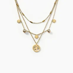 Collier Acier Doré Cristal