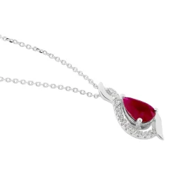 Marc Orian Colliers|Colliers Avec Pierres > Collier Angelika Or Blanc Rubis Et Diamant