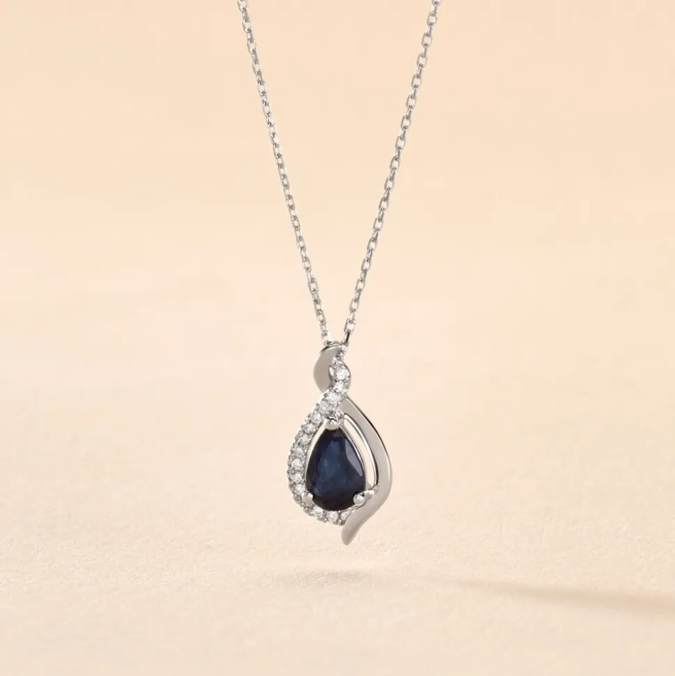 Collier Angelika Or Blanc Saphir Et Diamant