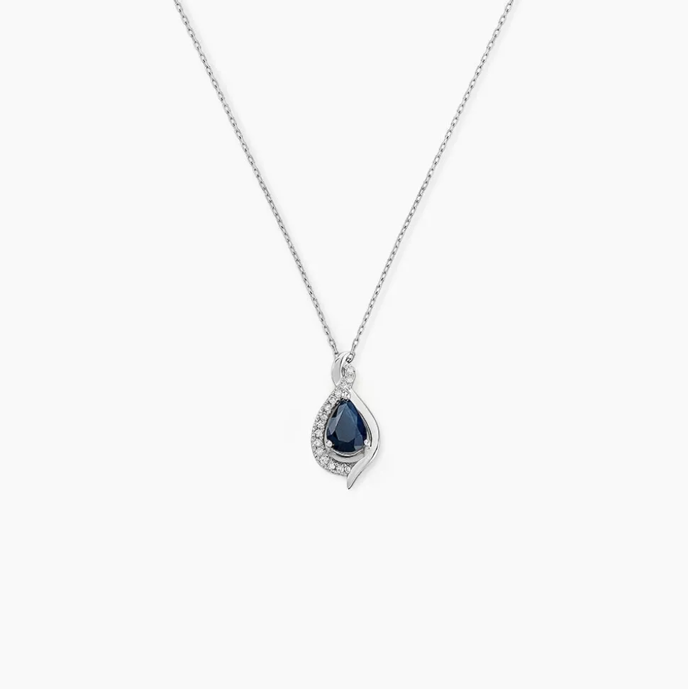 Collier Angelika Or Blanc Saphir Et Diamant