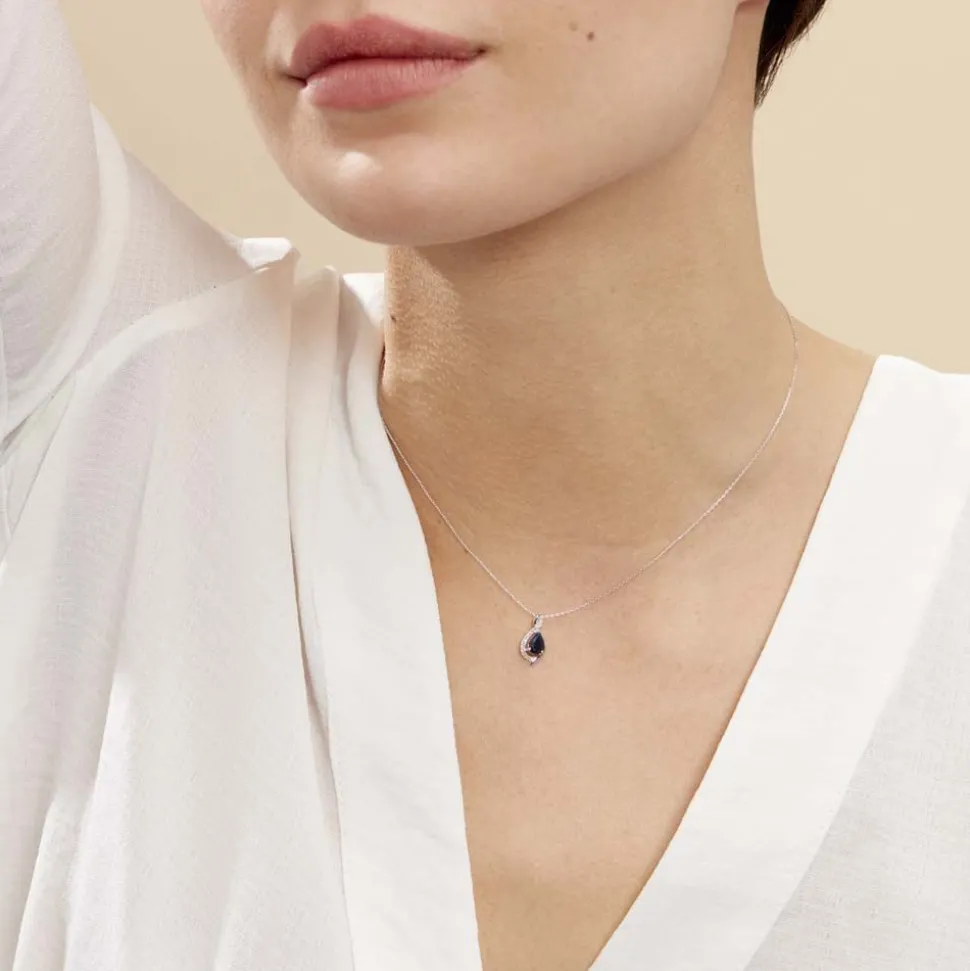Collier Angelika Or Blanc Saphir Et Diamant