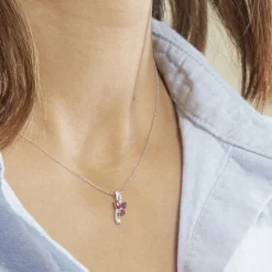 Marc Orian Colliers|Colliers Avec Pierres > Collier Angie Or Blanc Diamant Et Rubis