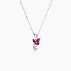 Marc Orian Colliers|Colliers Avec Pierres > Collier Angie Or Blanc Diamant Et Rubis