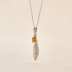 Collier Argent Blanc Adriane Ambre