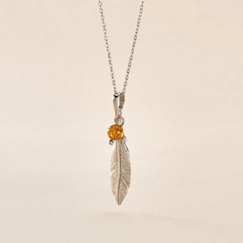 Collier Argent Blanc Adriane Ambre