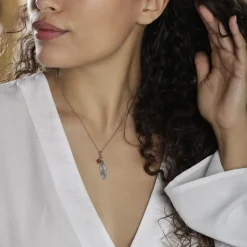 Collier Argent Blanc Adriane Ambre