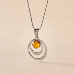 Collier Argent Blanc Alanna Ambre