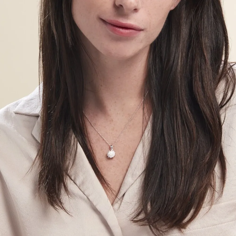 Marc Orian Colliers Fantaisie|Colliers > Collier Argent Blanc Cheri Perle De Culture Oxydes De Zirconium