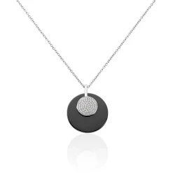 Collier Argent Blanc Céramique Et Oxyde De Zirconium