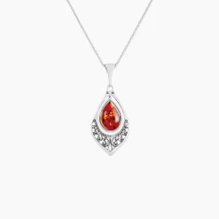 Collier Argent Blanc Doralyn Ambre