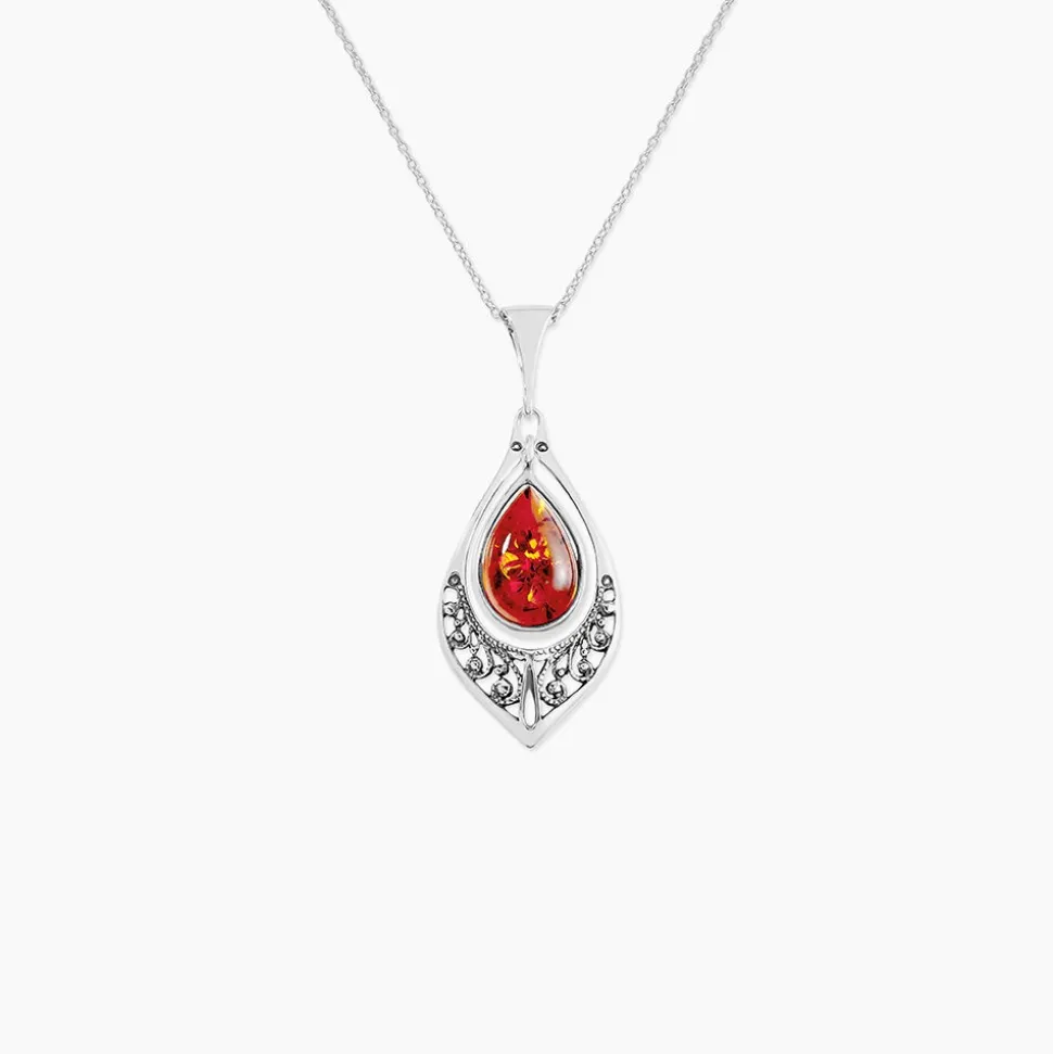 Collier Argent Blanc Doralyn Ambre