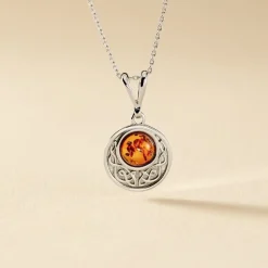 Collier Argent Blanc Mystica Ambre