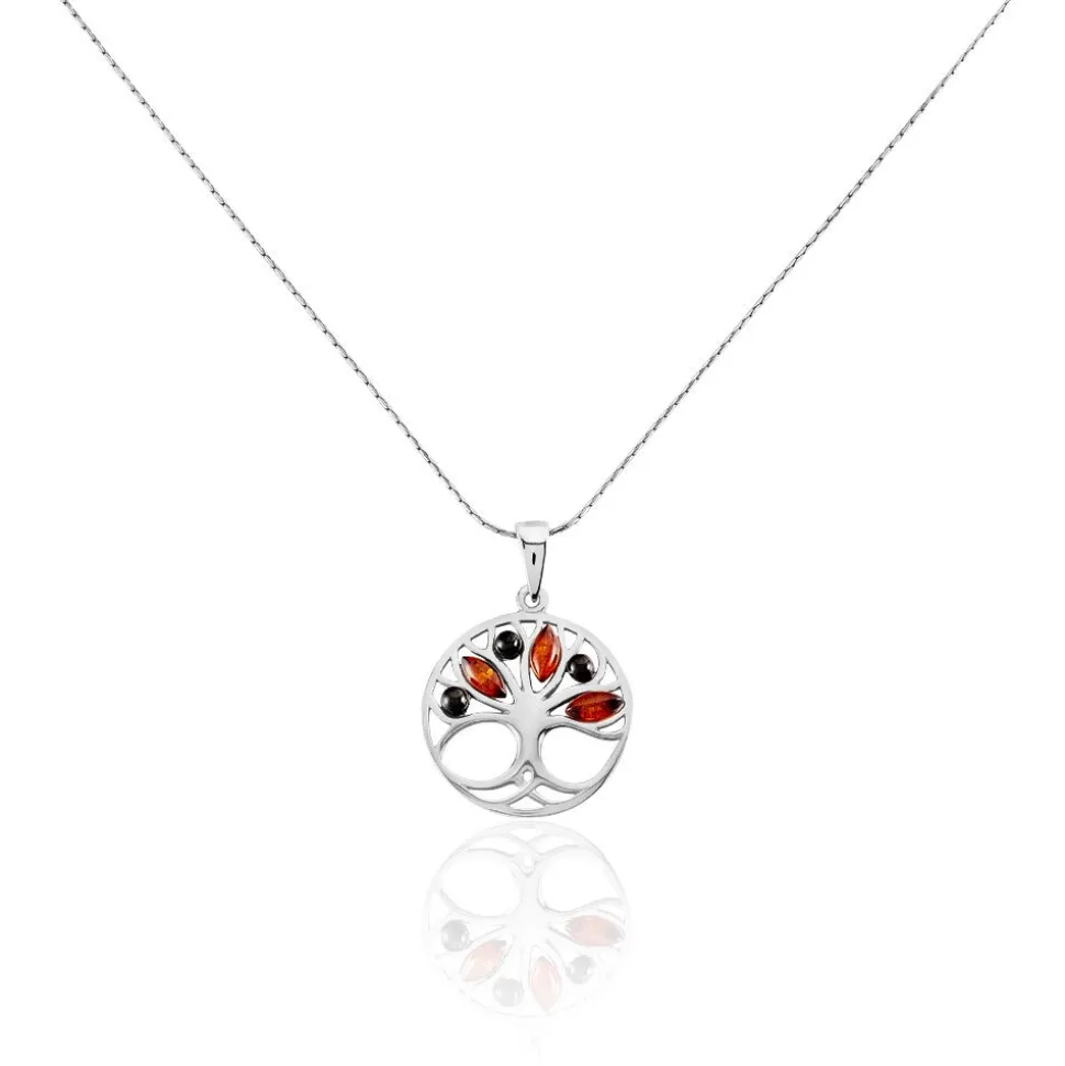 Collier Argent Blanc Odaya Ambre