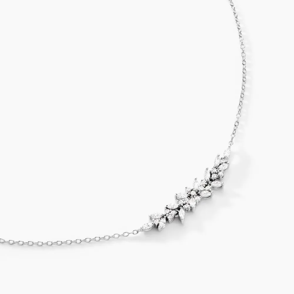 Marc Orian Colliers|Colliers Avec Pierres > Collier Argent Blanc Precieux Flocon Oxyde De Zirconium