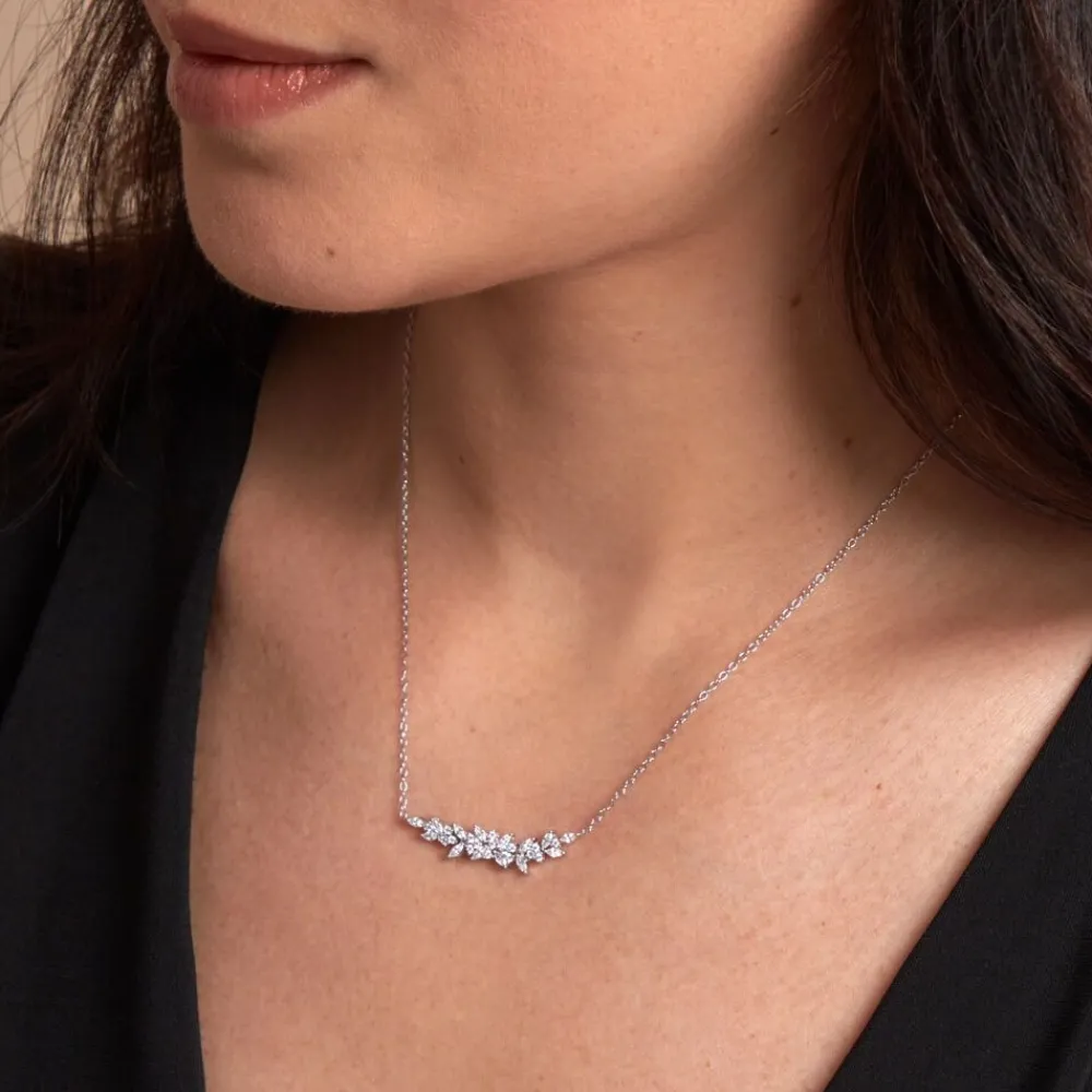Marc Orian Colliers|Colliers Avec Pierres > Collier Argent Blanc Precieux Flocon Oxyde De Zirconium