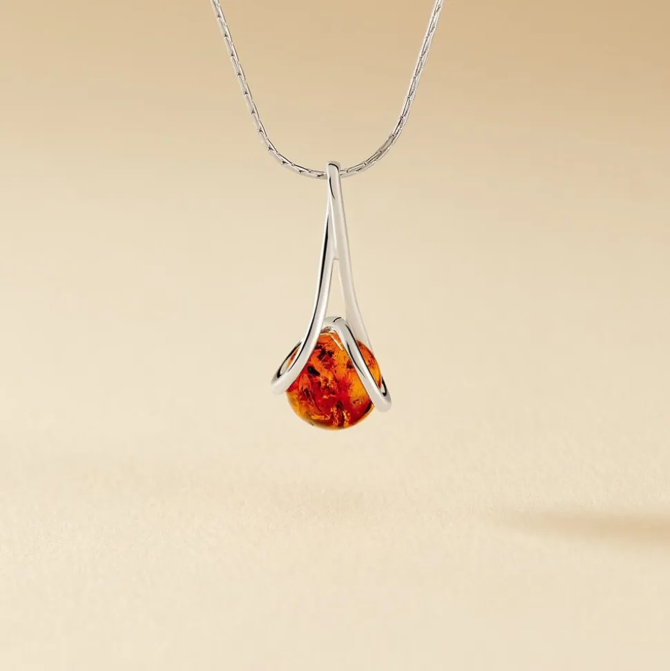 Collier Argent Blanc Simona Ambre