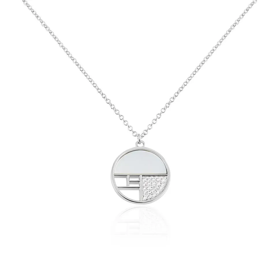 Collier Argent Gaillet Oxydes De Zirconium