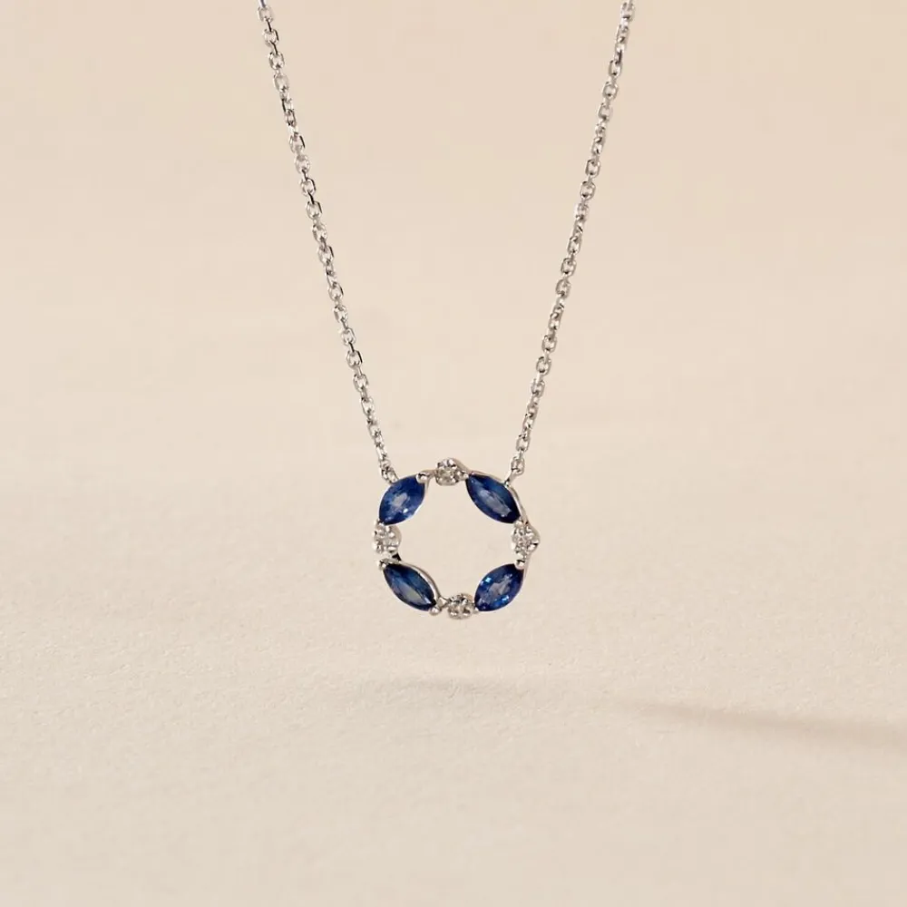 Marc Orian Colliers|Colliers Avec Pierres > Collier Arlina Or Blanc Saphir Et Diamant