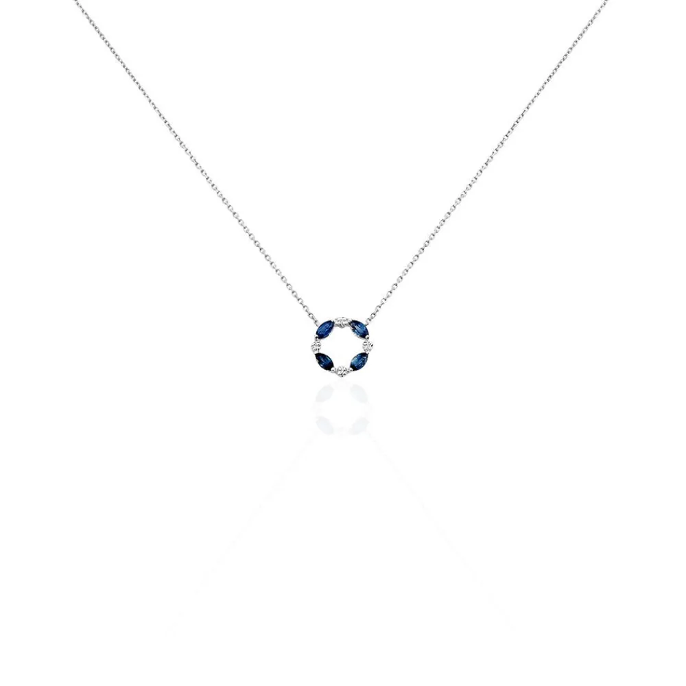Marc Orian Colliers|Colliers Avec Pierres > Collier Arlina Or Blanc Saphir Et Diamant