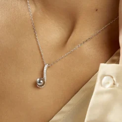 Collier Armance Argent Blanc Perle D'imitation Oxyde