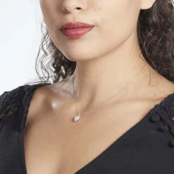 Marc Orian Colliers|Colliers Cœur > Collier Ashraf Or Blanc Topaze Et Oxyde
