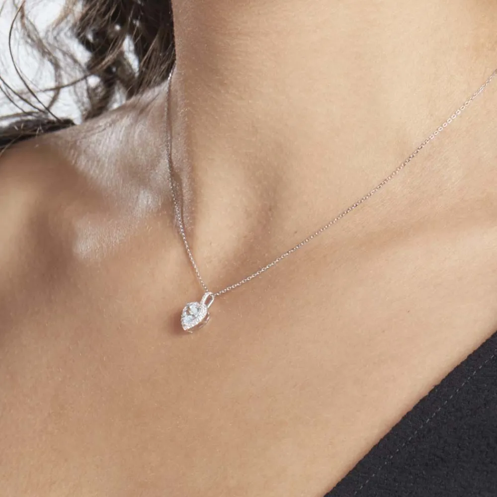 Marc Orian Colliers|Colliers Cœur > Collier Ashraf Or Blanc Topaze Et Oxyde