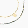 Collier Athena Acier Doré Jaspe Africain