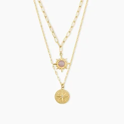 Collier Athena Acier Doré Quartz