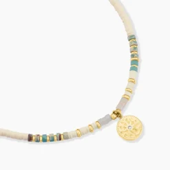 Collier Athena Acier Doré Turquoise Aventurine
