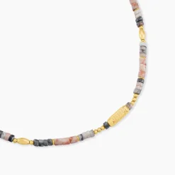 Collier Athena Acier Jaune Pierre De Synthese