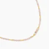 Collier Athena Acier Jaune Pierre De Synthese Turquoise